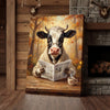 Joycorners Cow Reading Newspaper Canvas Wall Art