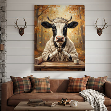 Joycorners Yoga Cow Meditation Canvas Wall Art