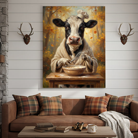 Joycorners Chef Cow Baking Canvas Wall Art