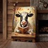 Joycorners Bookworm Cow Reading Canvas Wall Art