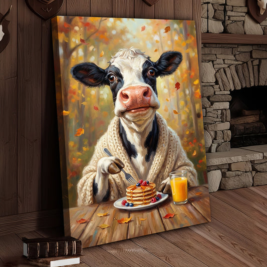 Joycorners Fashionable Cow Selfie Canvas Wall Art