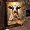 Joycorners Cow Eating Pizza Canvas Wall Art