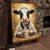 Joycorners Coffee Lover Cow Canvas Wall Art