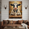 Joycorners Coffee Lover Cow Canvas Wall Art