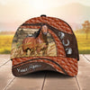 Joycorners Personalized Horse Orange Brown Leather Style Cap (9 Breeds)