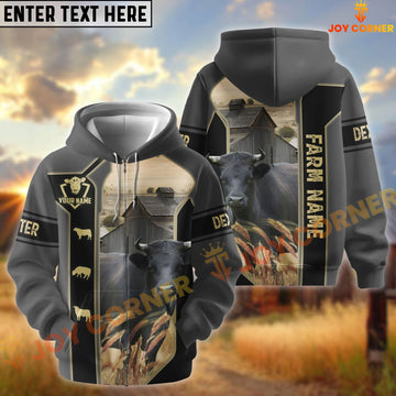 Joycorners Black Gray Gold Line Pattern Dexter Personalized Name And Farm Name 3D Hoodie