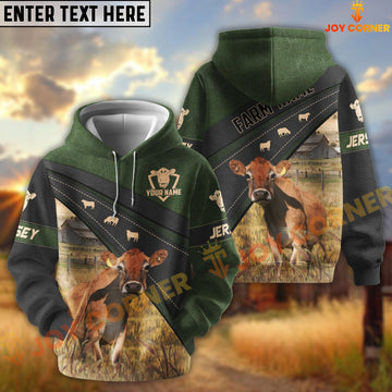 Joycorners Jersey Black Moss Leather Pattern Personalized Name and Farm Name Color Mixed 3D Hoodie