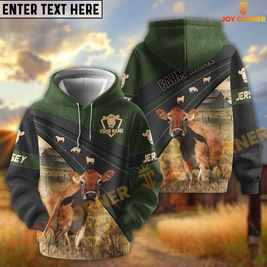 Joycorners Jersey Black Moss Leather Pattern Personalized Name and Farm Name Color Mixed 3D Hoodie