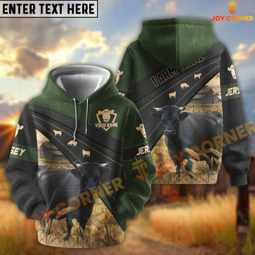 Joycorners Dexter Black Moss Leather Pattern Personalized Name and Farm Name Color Mixed 3D Hoodie