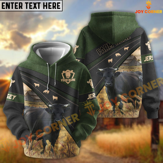 Joycorners Dexter Black Moss Leather Pattern Personalized Name and Farm Name Color Mixed 3D Hoodie
