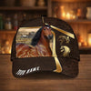 Joycorners Personalized Horse Dark Brown Carving Gold Line Pattern Cap (9 Breeds)