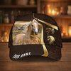 Joycorners Personalized Horse Dark Brown Carving Gold Line Pattern Cap (9 Breeds)