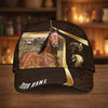 Joycorners Personalized Horse Dark Brown Carving Gold Line Pattern Cap (9 Breeds)