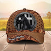 Joycorners Personalized Horse Portrait with Horseshoe Frame Western Tooled Leather Pattern Cap (9 Breeds)