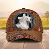 Joycorners Personalized Horse Portrait with Horseshoe Frame Western Tooled Leather Pattern Cap (9 Breeds)