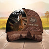 Joycorners Personalized Horse Close-Up with Wild Horse Silhouette Mountain Scene Leather Panel Cap (9 Breeds)