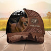 Joycorners Personalized Horse Close-Up with Wild Horse Silhouette Mountain Scene Leather Panel Cap (9 Breeds)