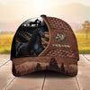 Joycorners Personalized Horse Close-Up with Wild Horse Silhouette Mountain Scene Leather Panel Cap (9 Breeds)