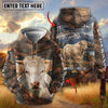 Joycorners Personalized Cow Portrait Camo Grassland Name & Farm Name Cattle Hoodie (9 Breeds)