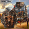 Joycorners Personalized Cow Portrait Camo Grassland Name & Farm Name Cattle Hoodie (9 Breeds)