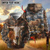 Joycorners Personalized Cow Portrait Camo Grassland Name & Farm Name Cattle Hoodie (9 Breeds)