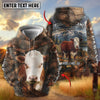 Joycorners Personalized Cow Portrait Camo Grassland Name & Farm Name Cattle Hoodie (9 Breeds)