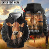Joycorners Personalized Cow Back Portrait Sunset Grassland Name & Farm Name Cattle Hoodie (9 Breeds)