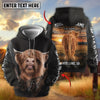 Joycorners Personalized Cow Back Portrait Sunset Grassland Name & Farm Name Cattle Hoodie (9 Breeds)