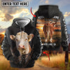Joycorners Personalized Cow Back Portrait Sunset Grassland Name & Farm Name Cattle Hoodie (9 Breeds)