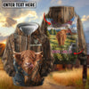 Joycorners Personalized Cow Back Portrait Sunny Ranch Name & Farm Name Cattle Hoodie (9 Breeds)