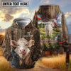 Joycorners Personalized Cow Back Portrait Sunny Ranch Name & Farm Name Cattle Hoodie (9 Breeds)