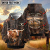 Joycorners Personalized Cow Portrait Grassland Couple Name & Farm Name Cattle Hoodie (9 Breeds)