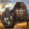 Joycorners Personalized Cow Portrait Grassland Couple Name & Farm Name Cattle Hoodie (9 Breeds)