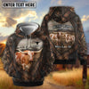 Joycorners Personalized Cow Portrait Camo Dark Grassland Leather Belt Pattern Name & Farm Name Cattle Hoodie (9 Breeds)