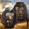 Joycorners Personalized Cow Portrait Camo Dark Grassland Leather Belt Pattern Name & Farm Name Cattle Hoodie (9 Breeds)