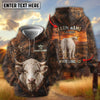 Joycorners Personalized Cow Portrait Sunset Ranch Dark Brown Leather Pattern Name & Farm Name Cattle Hoodie (9 Breeds)