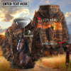 Joycorners Personalized Cow Portrait Sunset Ranch Dark Brown Leather Pattern Name & Farm Name Cattle Hoodie (9 Breeds)