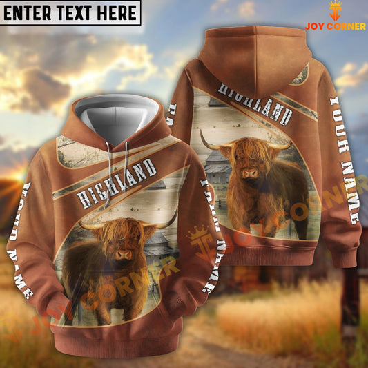 Joycorners Highland Customize Name, Farm Name Brown Hoodie