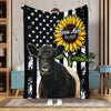 Joycorners Personalized Sunflowers & Cattle USA Flag Farm Blanket (10 Cattle Breeds)