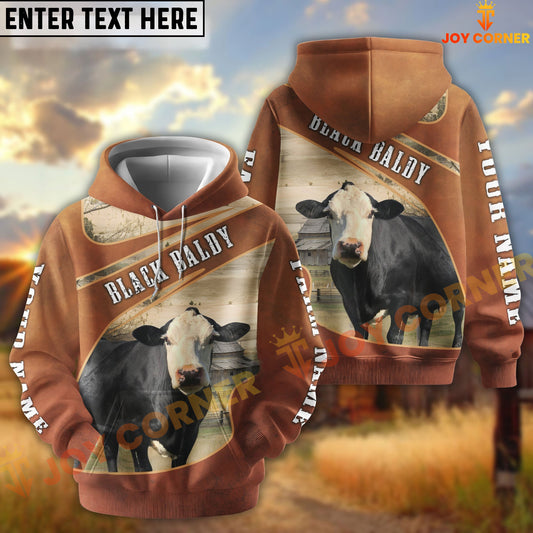 Joycorners Black Baldy Customize Name, Farm Name Brown Hoodie