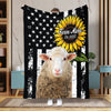 Joycorners Personalized Sunflowers & Cattle USA Flag Farm Blanket (10 Cattle Breeds)