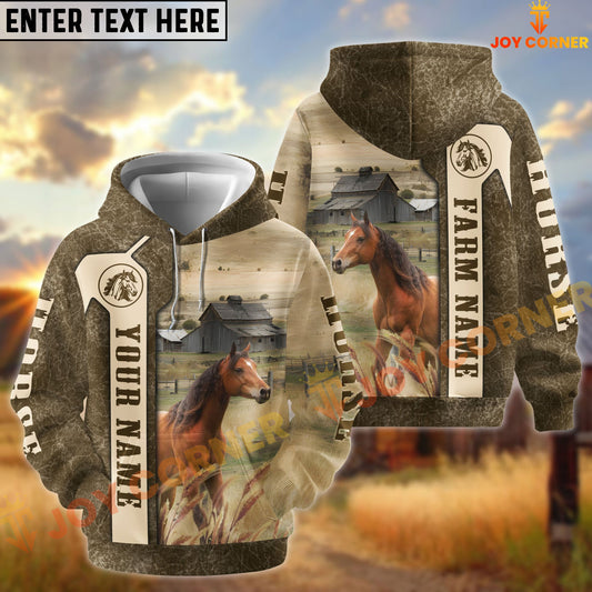 Joycorners Horse Customize Name, Farm Name Unique Pattern Hoodie