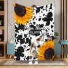 Joycorners Personalized Sunflowers & Cattle – Personalized Farmhouse Blanket (10 Cattle Breeds)