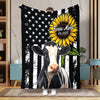 Joycorners Personalized Sunflowers & Cattle USA Flag Farm Blanket (10 Cattle Breeds)