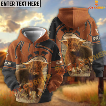 Joycorners Highland Leather Pattern Custom Name, Farm Name 3D Hoodie