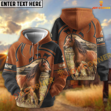 Joycorners Horse Leather Pattern Custom Name, Farm Name 3D Hoodie