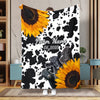 Joycorners Personalized Sunflowers & Cattle – Personalized Farmhouse Blanket (10 Cattle Breeds)