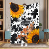 Joycorners Personalized Sunflowers & Cattle – Personalized Farmhouse Blanket (10 Cattle Breeds)