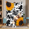 Joycorners Personalized Sunflowers & Cattle – Personalized Farmhouse Blanket (10 Cattle Breeds)
