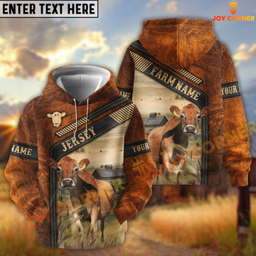 Joycorners Jersey Dark Leather Pattern Personalized Name and Farm Name Color Mixed 3D Hoodie